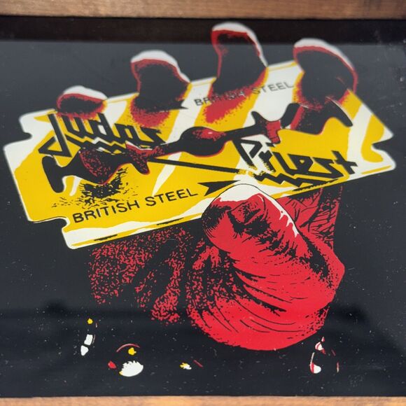 VNTG 1982 Judas Priest British Steel Etched Original Mirror Carnival Game Prize - Picture 4 of 8